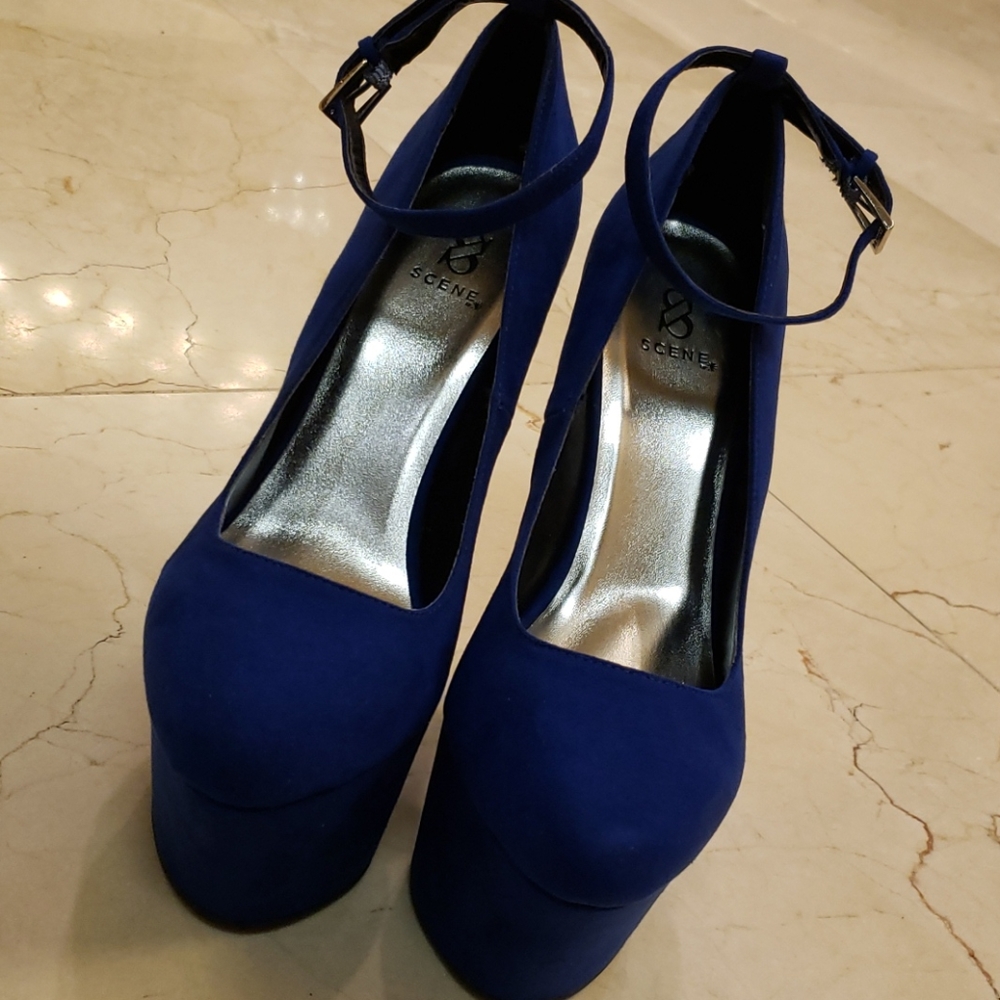 SCENE Kierra Royal Blue suede platform heels, 8.5 - Picture 2 of 16